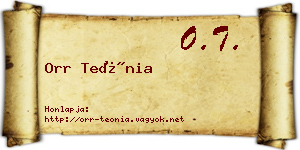 Orr Teónia névjegykártya